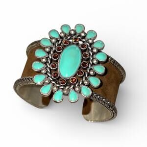 Vintage Faux Petit Point Turquoise Southwestern Cuff
